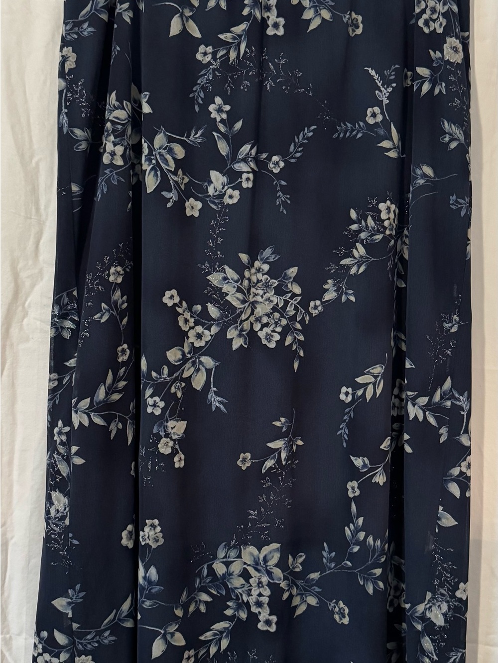 Fashion Bug Navy Floral Maxi Skirt with Ivory Blooms